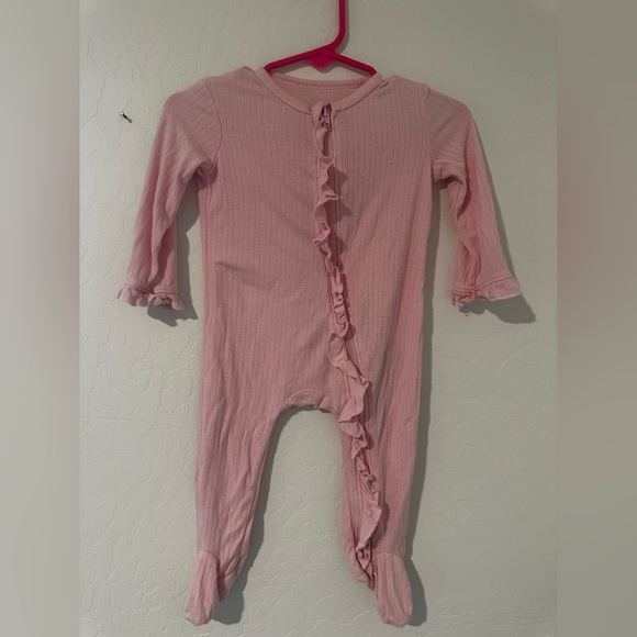 Little Me Other - Little Me bamboo Pink Ruffle Front Footie